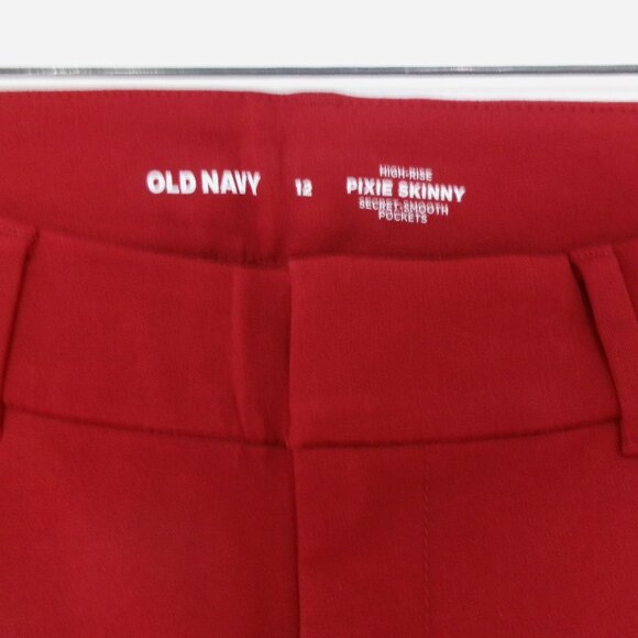 New Old Navy High Rise Pixie Pants Secret Smooth Pockets Cranberry Red 12 - Picture 4 of 9